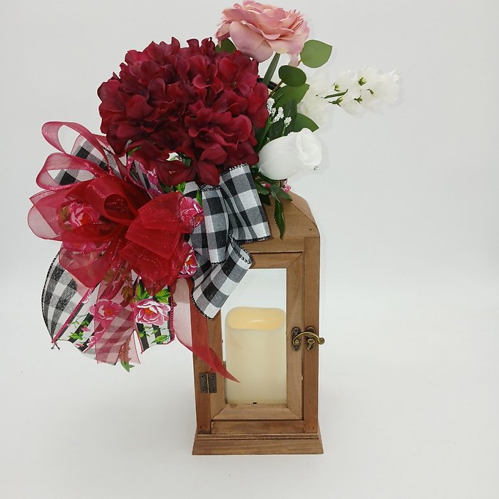 Lantern with Red flower and Checked