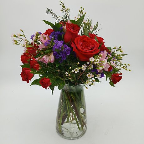 Spring Red and Lavender Vase