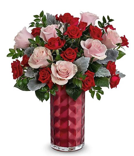 Valentine Mixed Roses with Vase