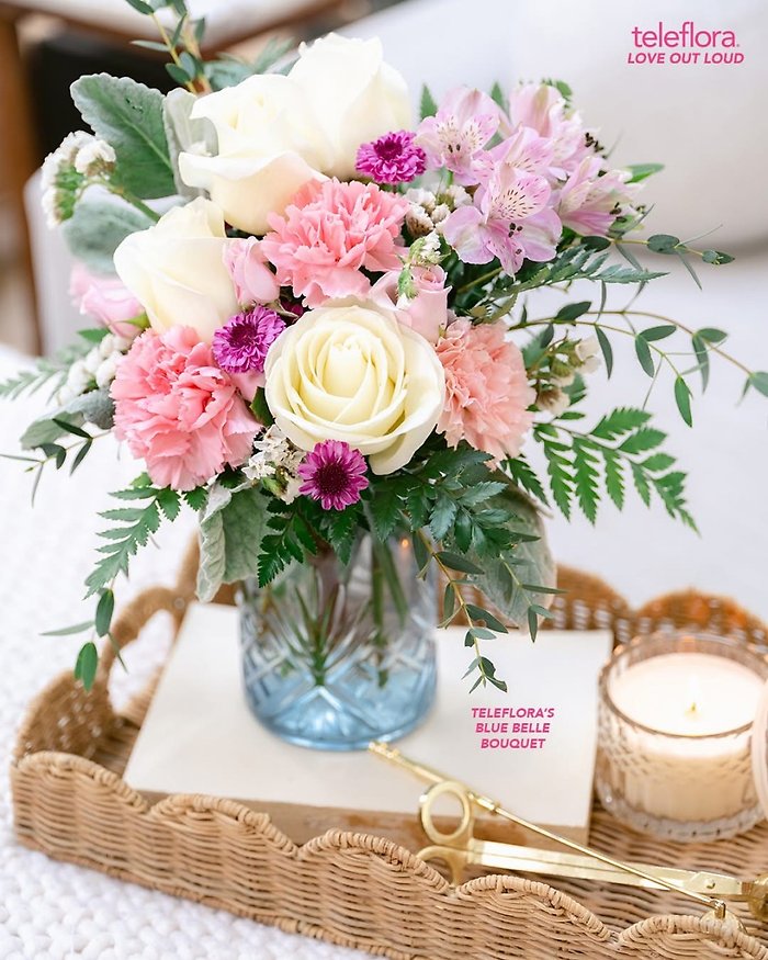 Spring Flowers in blue vase
