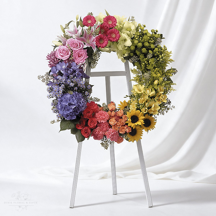 Multi-colored Wreath on easel